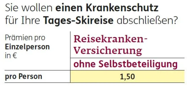 TagesreiseSki Tagesski, Versicherung