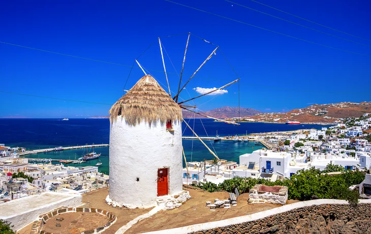 traditionelle griechische Windmühlen auf der Insel Mykonos
