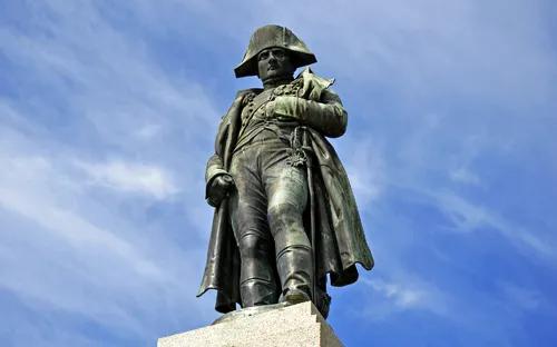 Statue von Napoleon Bonaparte in Ajaccio auf der Insel Korsika, Frankreich.